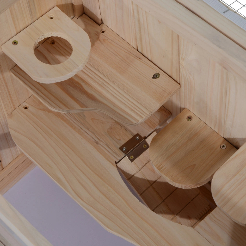 Gabbia per criceti in legno a 2 piani ¨C Xylo ¨C 60x35x42 cm naturale