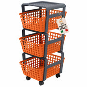 Akitaink Carrello Portatutto 3 Ripiani Arancione