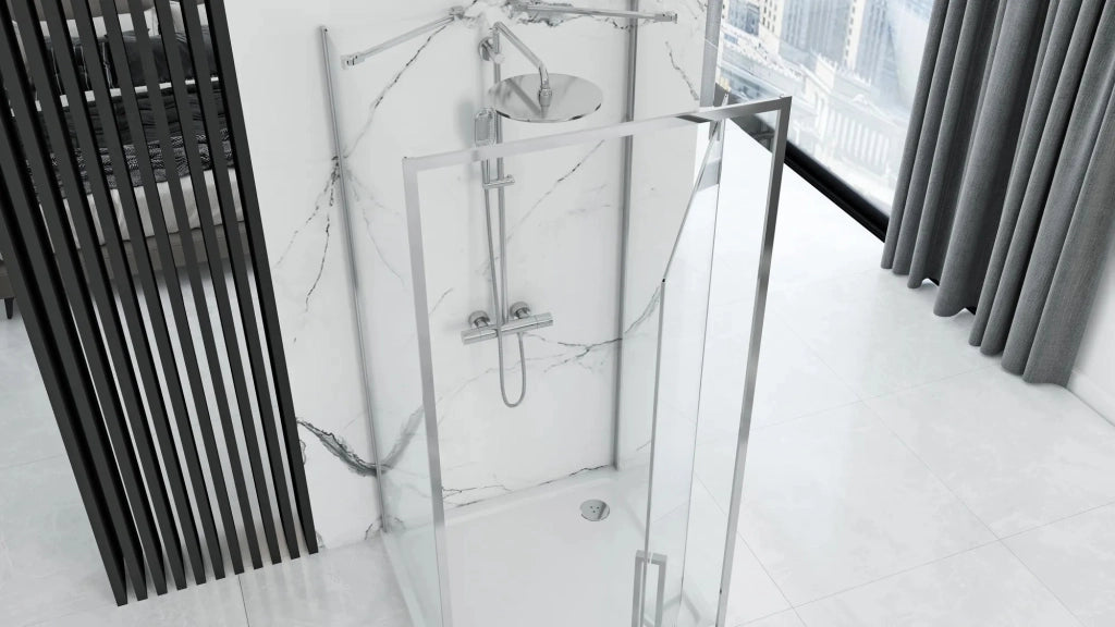 Cabina Doccia A Parete Rea Rapid Swing Chrome 100x100