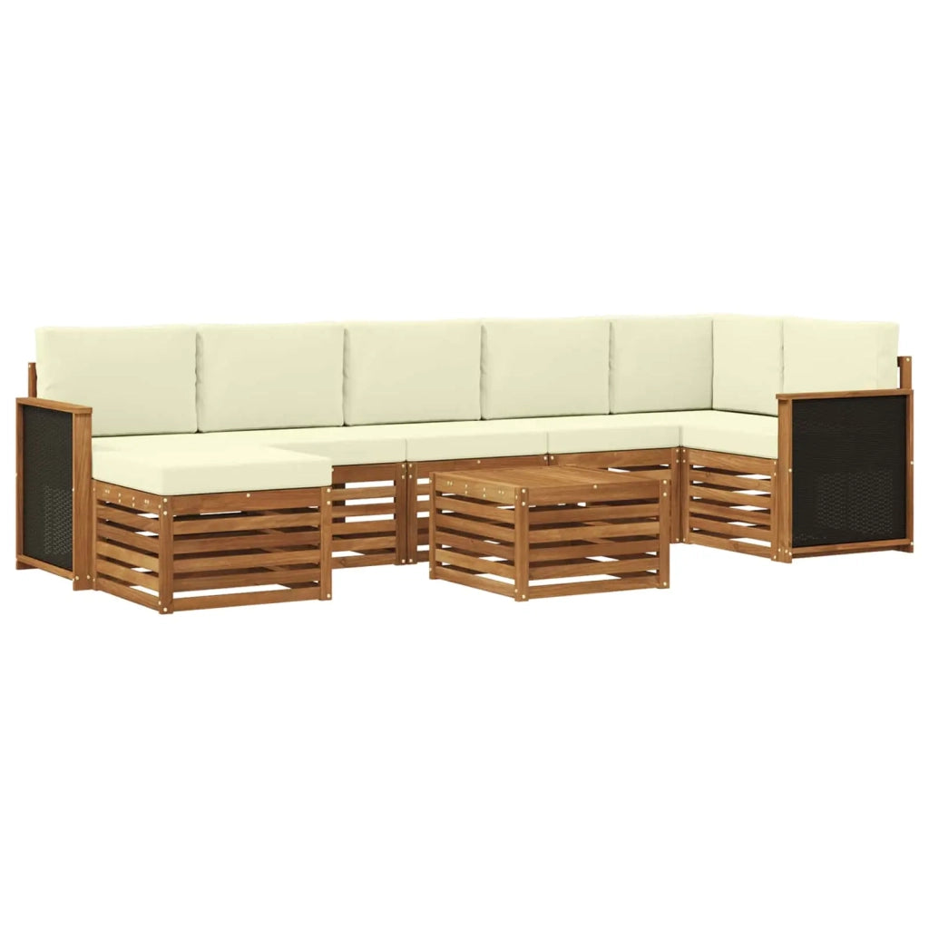 Set di divani da esterno con cuscino 7 pcs Naturale e Crema 3384641