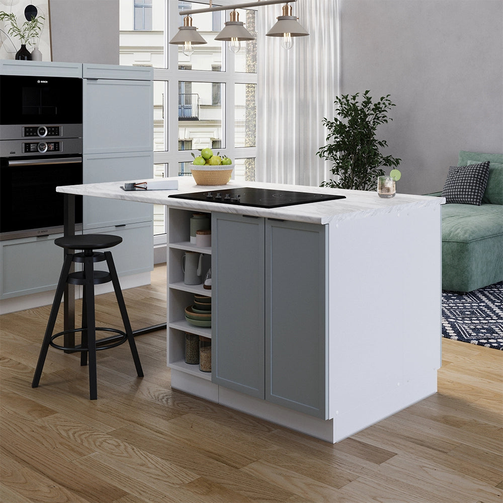 Isola cucina Fame-Line Blu-grigio chiaro/Bianco 90 cm senza piano di lavoro Vicco