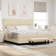 Letto a molle con testiera Crema 200 x 200 cm Tessuto 3344175