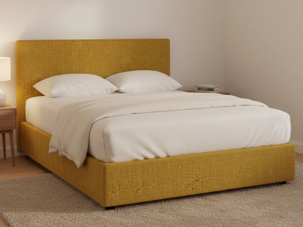 Worthing, Letto Matrimoniale Sfoderabile Made in Italy, Giallo Ocra