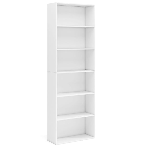 Libreria aperta a 6 ripiani organizzatore per libri scaffale moderno per esposizione, Libreria antiribaltamento per soggiorno Bianco-Librerie