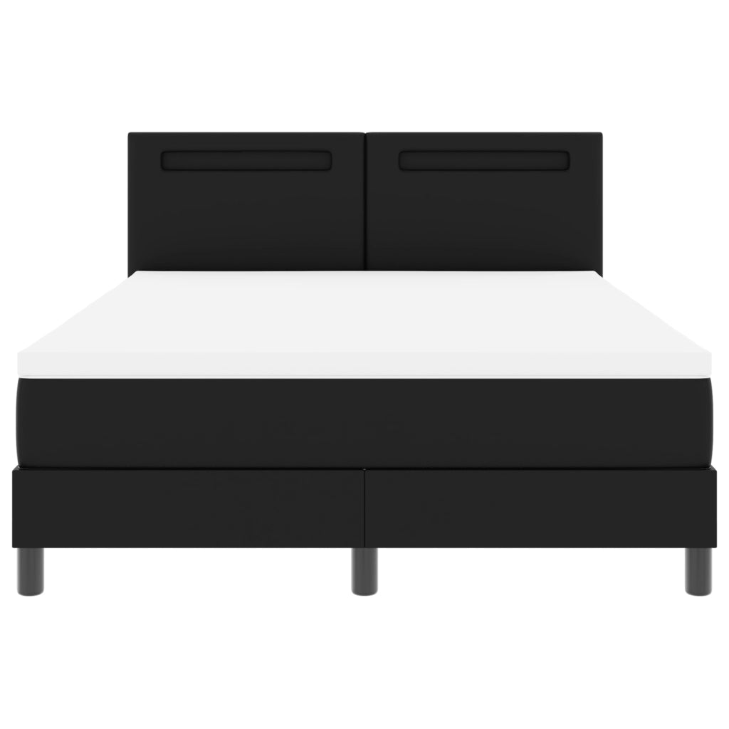 Letto con rete a molle e materasso nero 140x190 cm in pelle sintetica