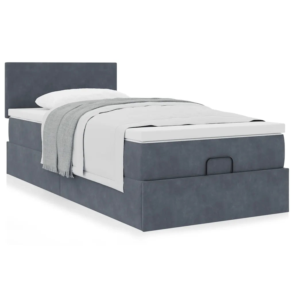 Struttura Letto Pouf con Materasso 90x200 cm in Velluto 3311676