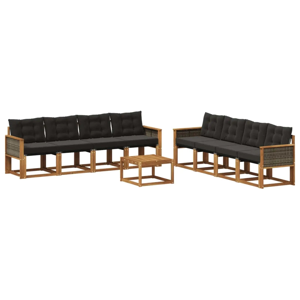 Set di divani da esterno 9 pz Naturale e Nero 3381852