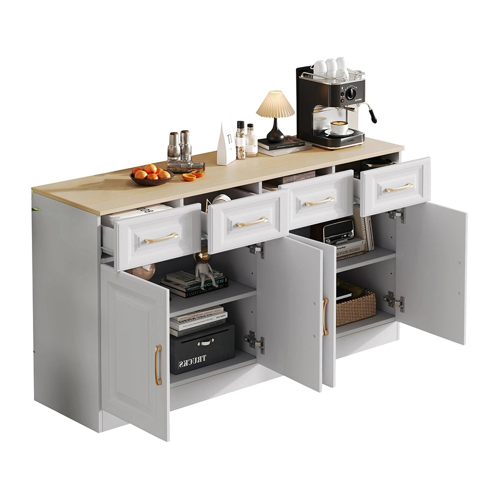 Buffet rurale - Xylo - 4cass+4porte legno bianco 140cm