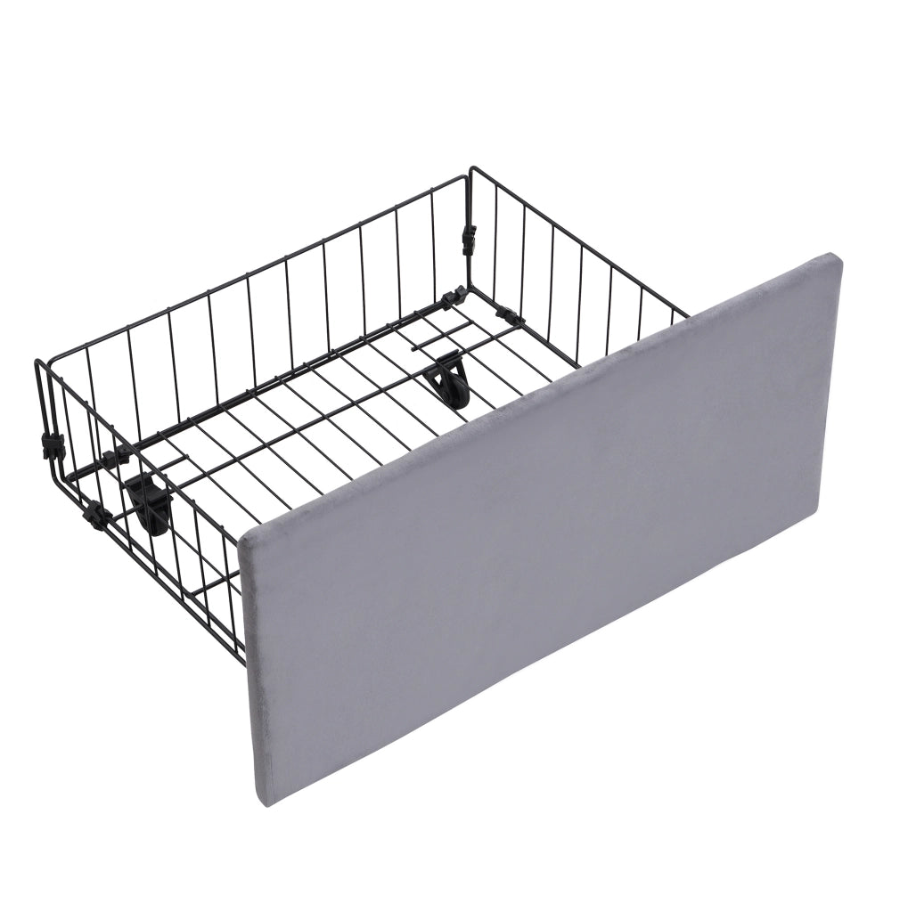 Letto imbottito 180x200 cm in velluto grigio con contenitore