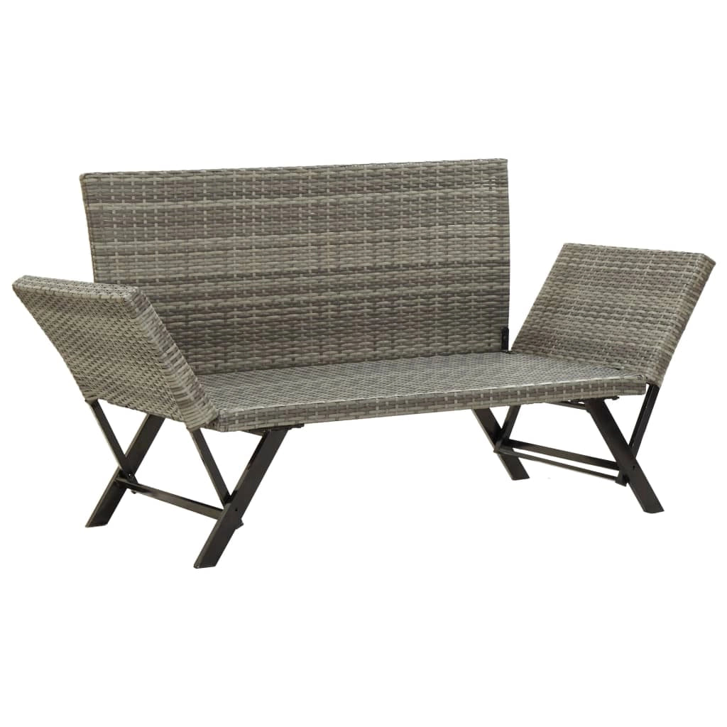 Panca da giardino mobili da esterno per patio mobili da terrazza con cuscini 176 cm resina intrecciata grigia 02_0011592