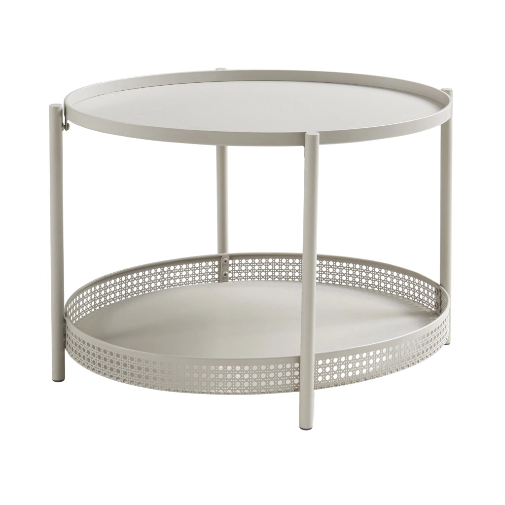 Tavolino da caffè Jäller con Doppio Ripiano e Bordi 66x51x44 cm Tortora [en.casa]