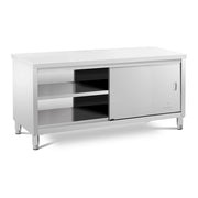 Mobile base/piano di lavoro/mobile da cucina in acciaio inox con ante scorrevoli (capacità 600 kg acciaio inox 1 ripiano) 14_0005094