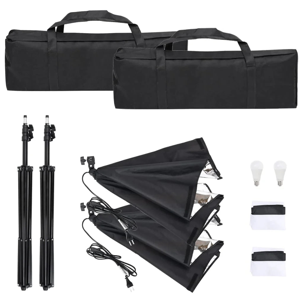 Kit per studio fotografico con illuminazione e fondale nero 02_0042428