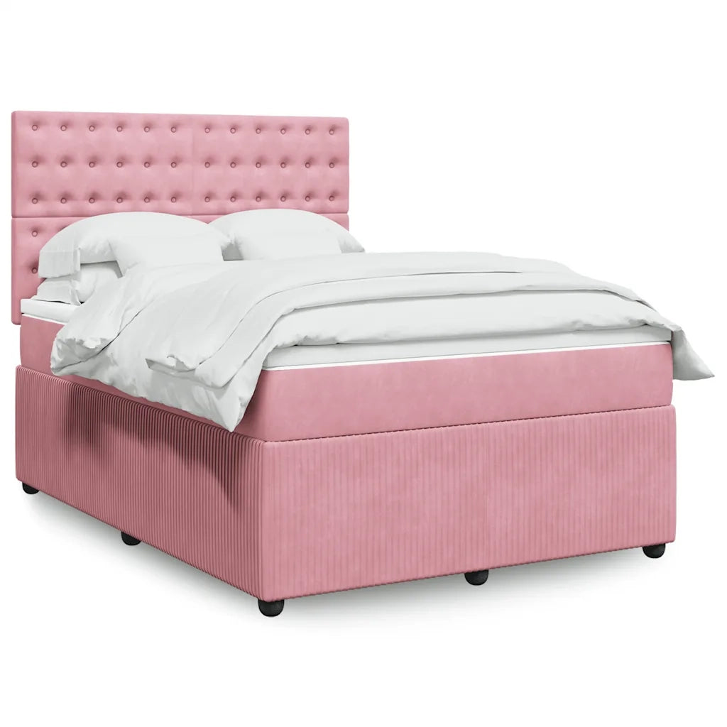 Giroletto a Molle con Materasso Rosa 140x200 cm in Velluto 3294675