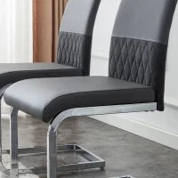 Set di 2 Sedie moderne per sala da pranzo, con schienale alto, in PU e tessuto, per Cucina e ufficio, Grigio