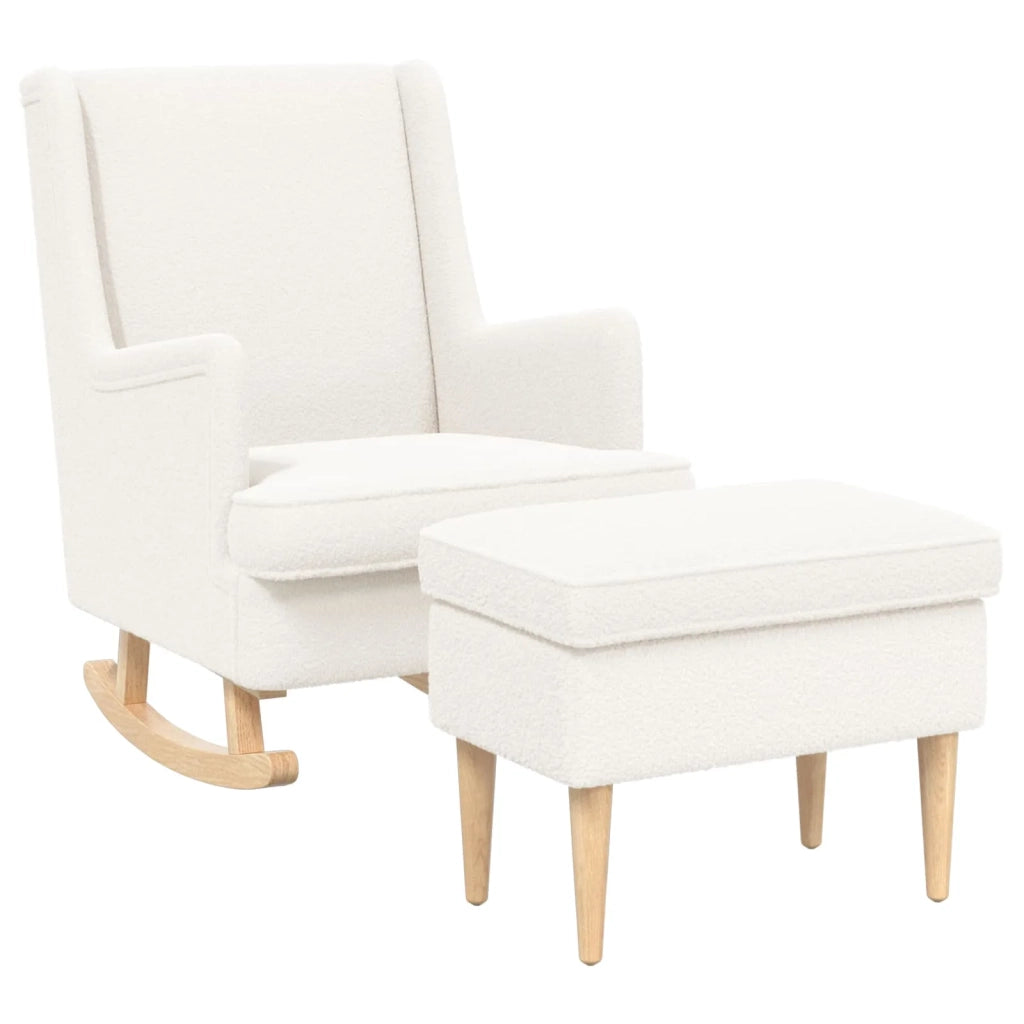 Poltrona con Ottomano 2 pz Crema Bouclé 3418855