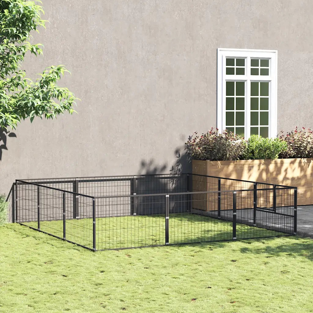 Gabbia per Cani Nera 9 m² in Acciaio 3082127
