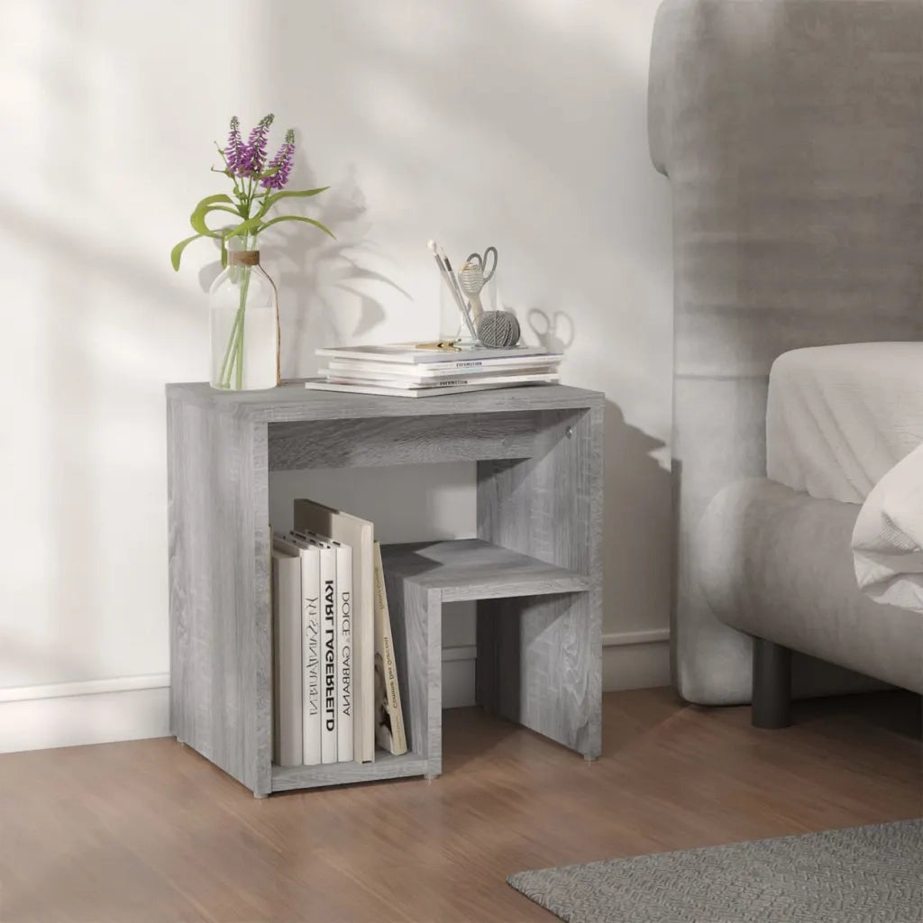 Comodino-Tavolino da notte Grigio Sonoma 40x30x40 cm in Legno Multistrato