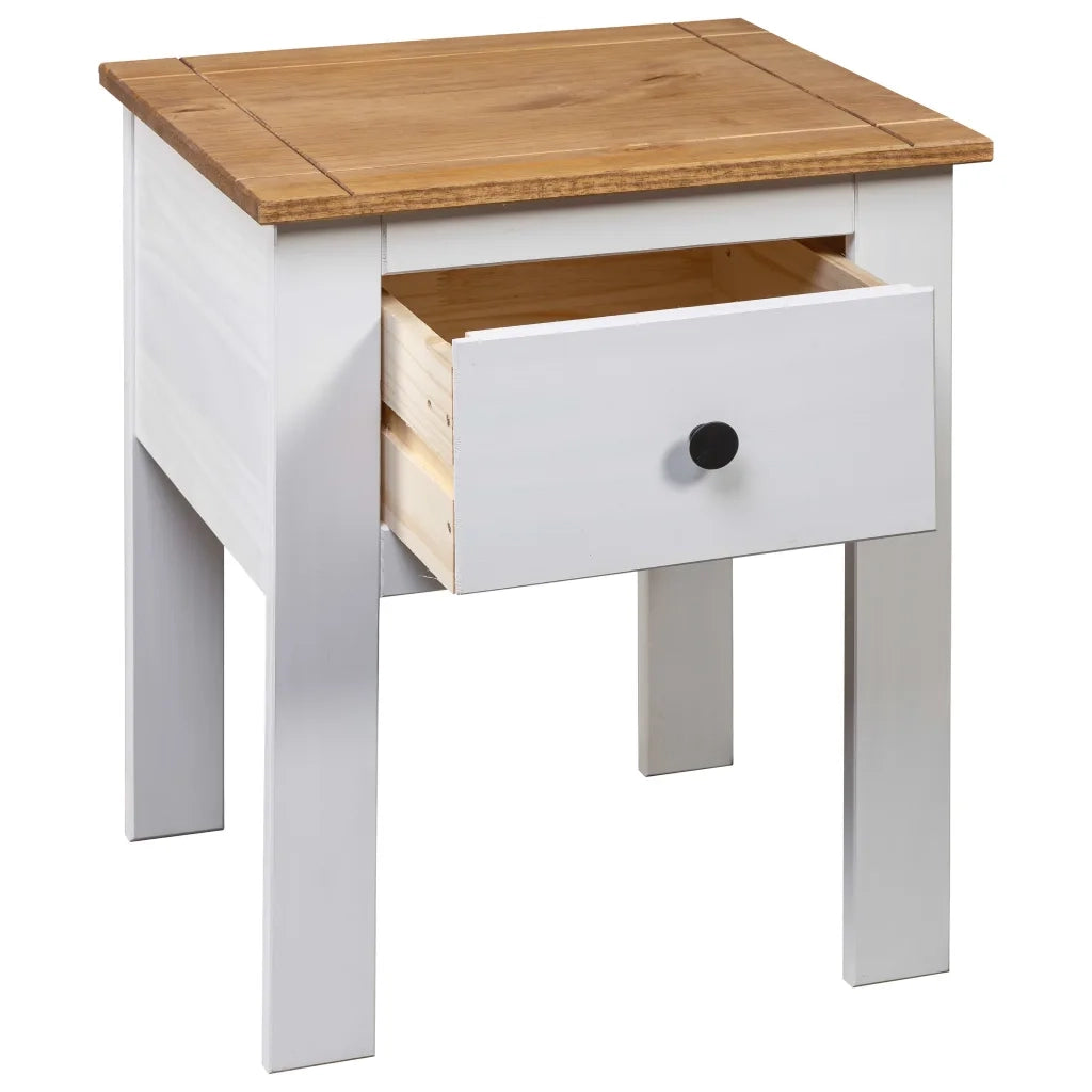 Comodino Bianco 46x40x57 cm in Legno di Pino Panama Range cod mxl 49315