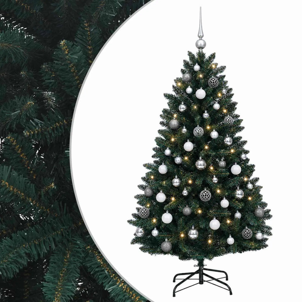 Albero di Natale artificiale verde scuro con palline 150 cm 3466200