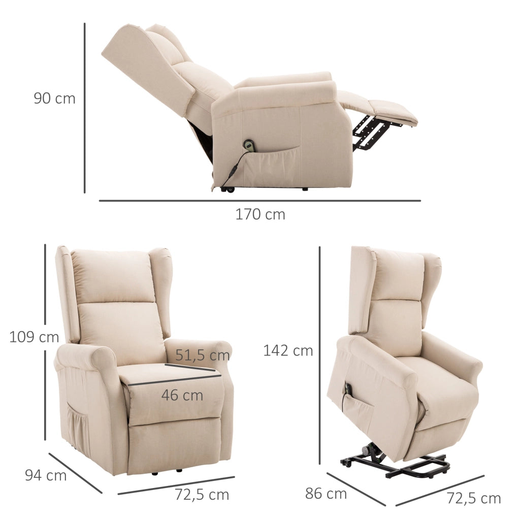 Poltrona reclinabile elettrica con poggiapiedi ¨C zephmum ¨C Lino crema