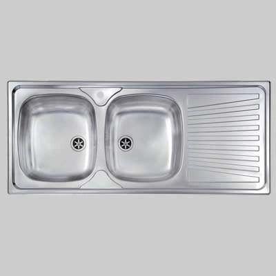 Lavello inox 2 vasche incasso c/gocciolatoio  116 X 50 Dx     CM