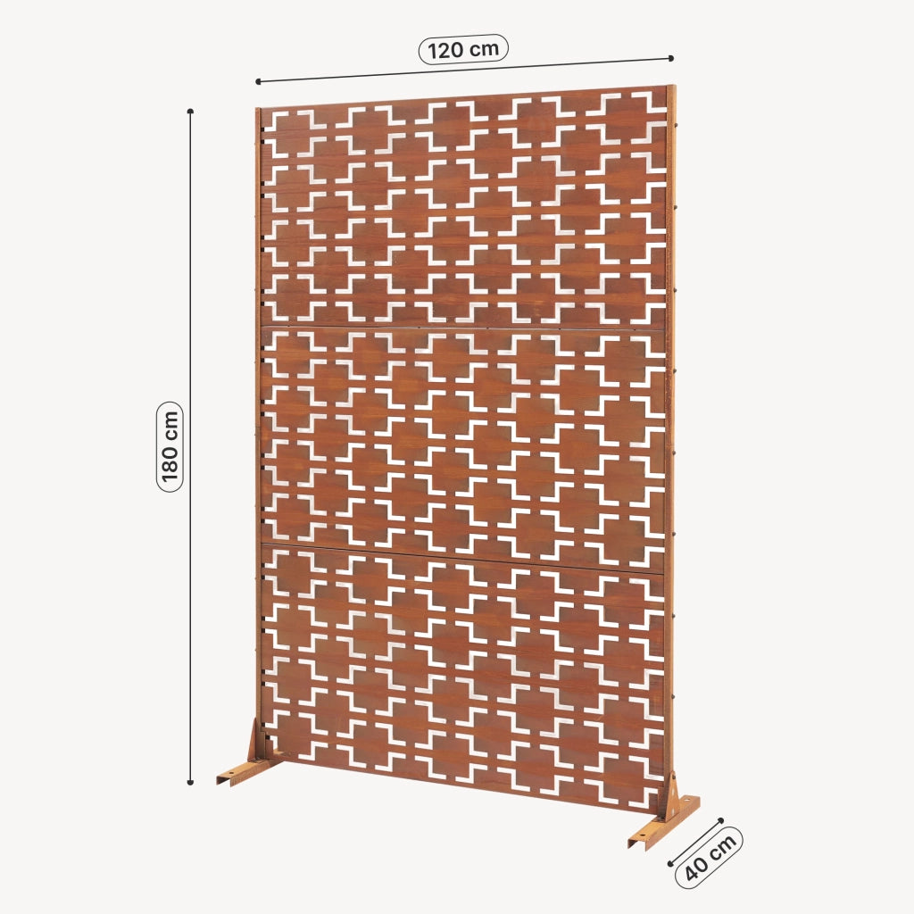 Pannello Divisorio Basciano Struttura Traforata in Acciaio Corten 180 x 120 cm Marrone Ossidato casa.pro