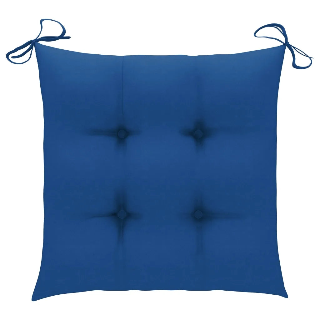 Sedie da Giardino 2 pz con Cuscini Blu in Massello di Teak 3062431