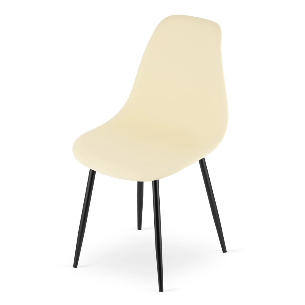 Set di 3 sedie Wat scandinave color crema con gambe nere