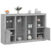 Credenze con Luci LED 3 pz Grigio Cemento in Legno Multistrato 3209138