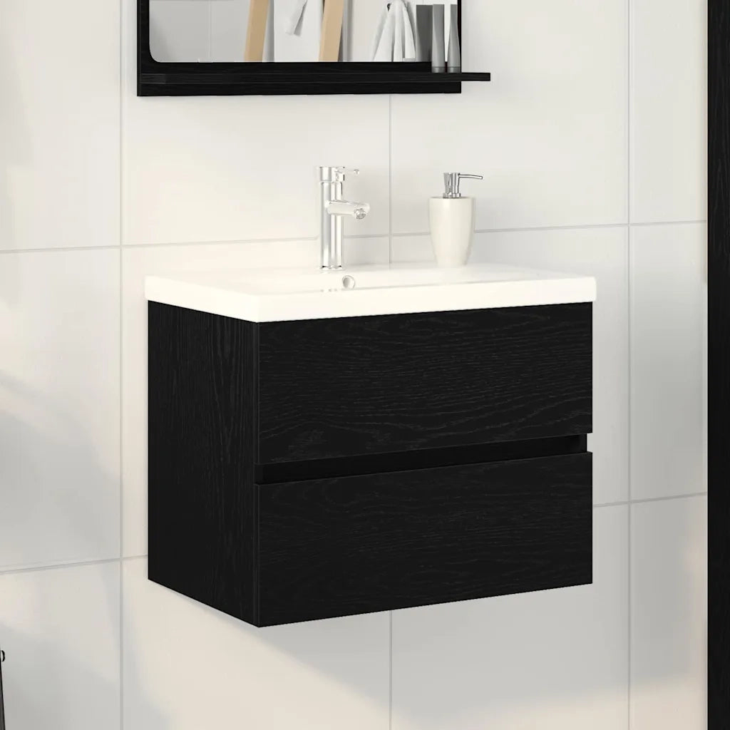 Mobile Lavabo | Armadio per Lavabo da Bagno Rovere Nero 60 x 39 x 62 cm