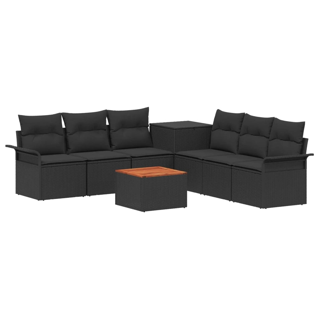 Set di divani 8 pz Nero Rattan sintetico e Acciaio 3447996