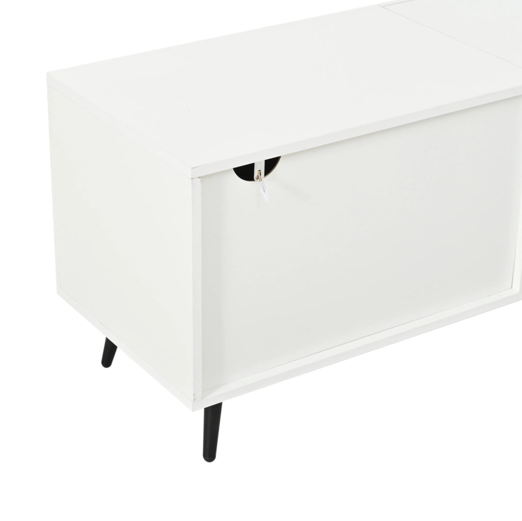 Mobile TV 180x40x48 cm con 3 ante a ribalta; grande capacità; MDF; bianco