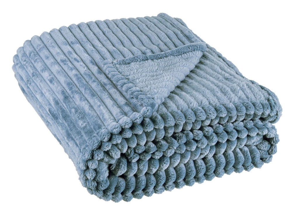 Plaid in Pile a Coste Avorio 150x200 cm Morbido - NIKO