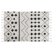 Tappeto cotone bianco sporco e nero 140 x 200 cm motivo geometrico nappe moderno orientale nappe