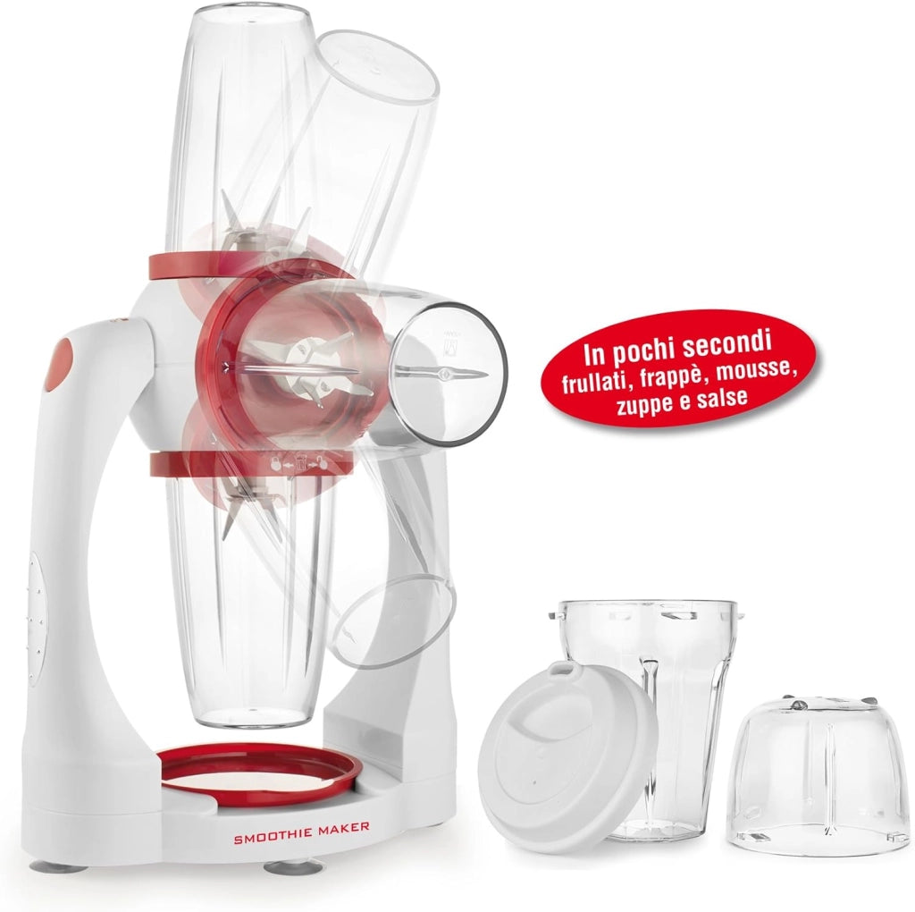 Macom just kitchen 852 smoothie maker frullatore, colore bianco/rosso automatico con 72.000 rotazioni al minuto, 300 w, 0.5 litri, plastica