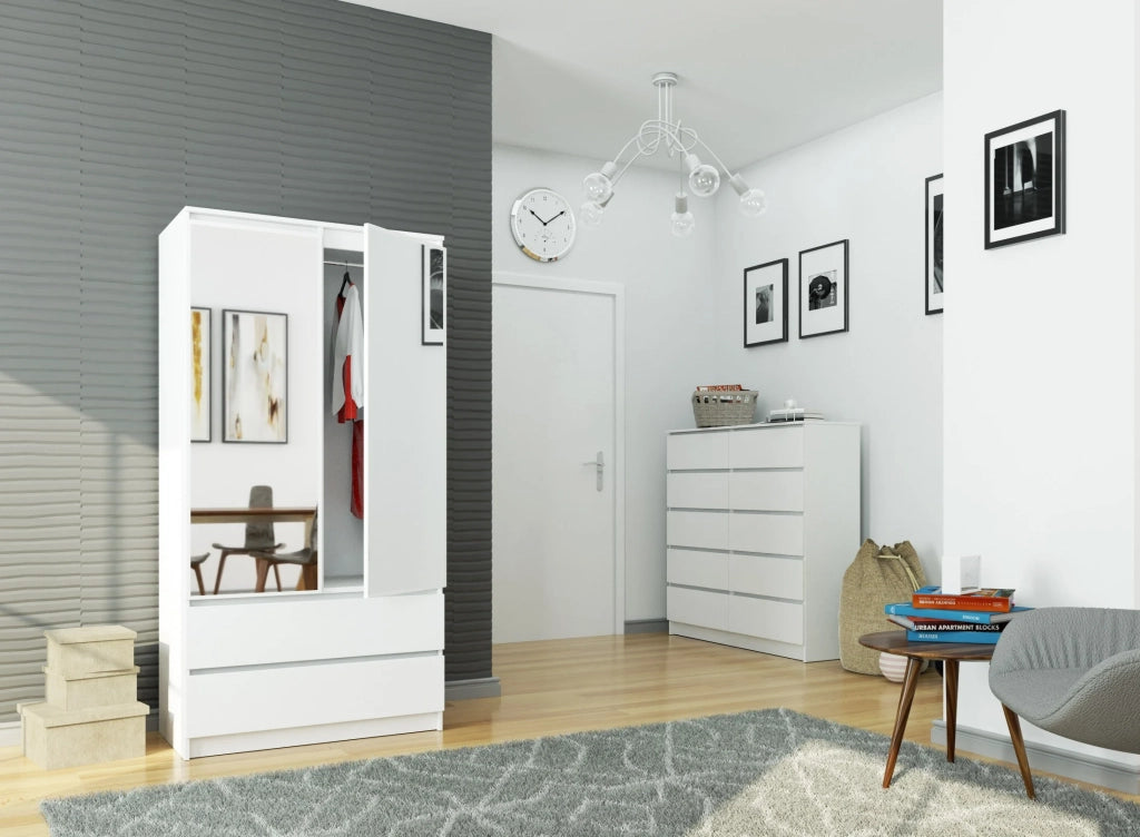 Armadio AKORD S90 Bianca 90 cm 2 ante 2 cassetti 90x51x180 cm