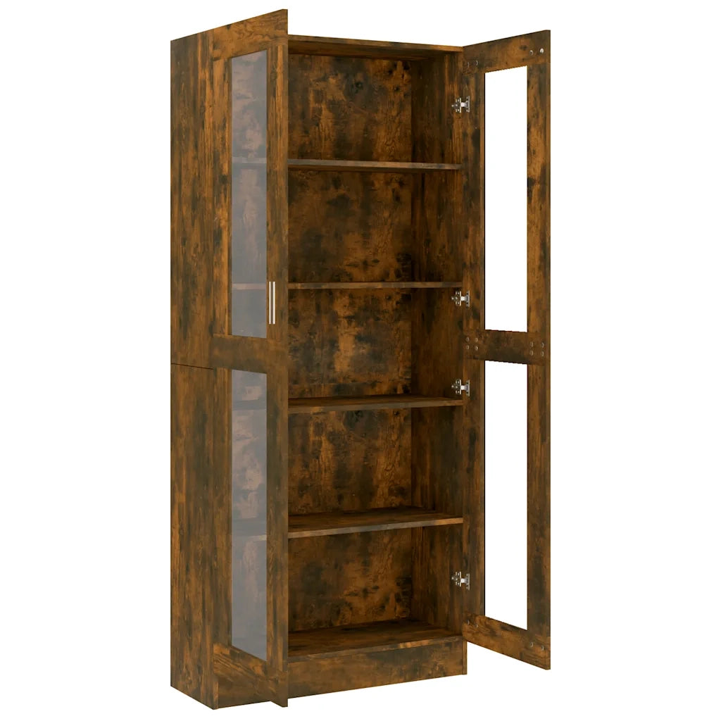 Mobile Vetrina Rovere Fumo 82,5x30,5x185 cm Legno Multistrato
