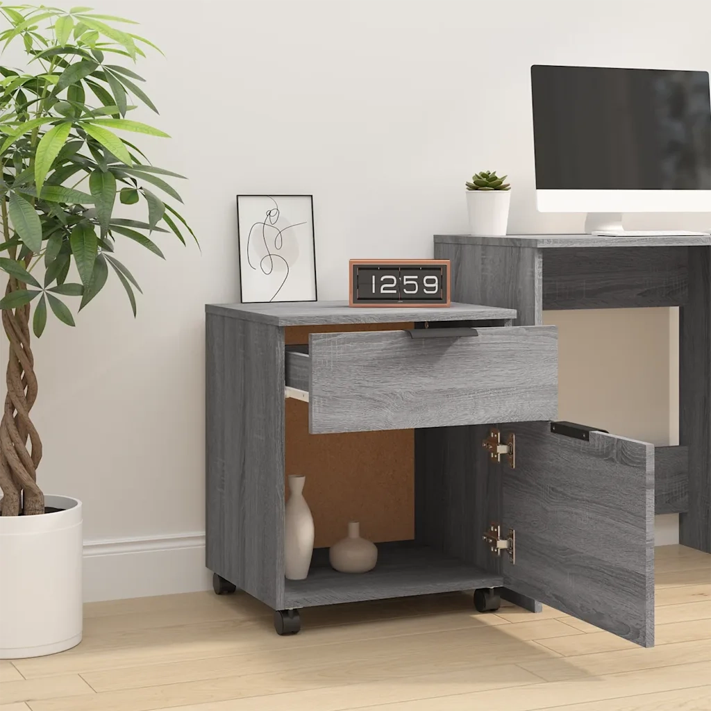 Schedario con Ruote Grigio Sonoma 45x38x54 cm Legno Multistrato CFW9504853