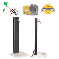 Fontana da Giardino Design a Colonna Ovale Rubinetto in Ottone con Base in Cemento Verde