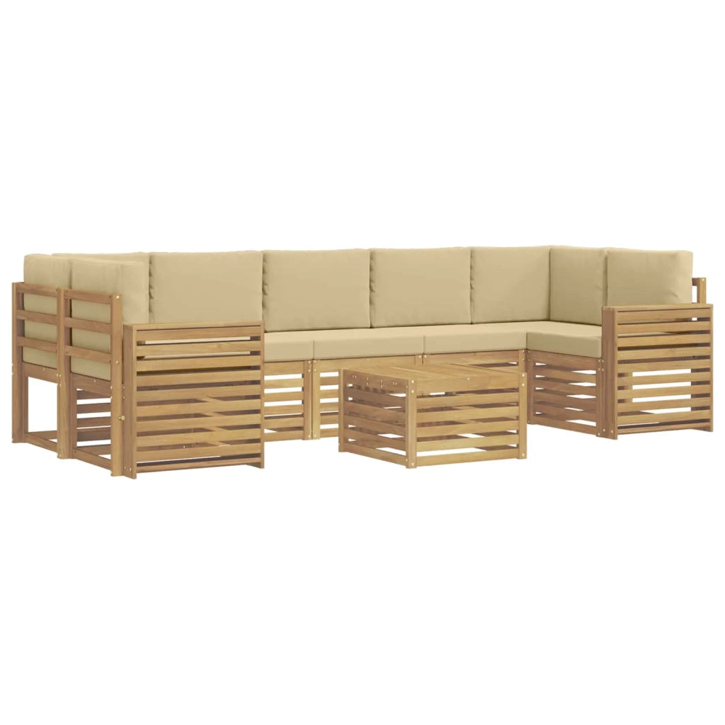 Set di divani da esterno 8 pcs Bianco e Beige Poliestere 3391563
