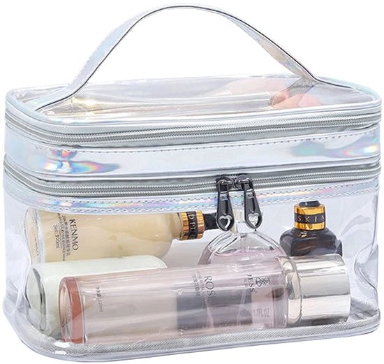 Borsa di cosmetici a doppio strato Borse da viaggio per il bagno Organizzatore di trucco Contenitore per pennelli acqua-resistenti