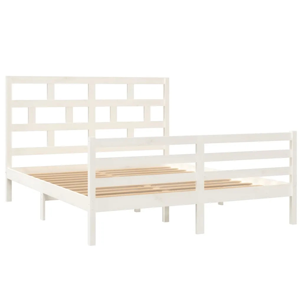 Giroletto-Struttura Letto Bianco in Legno Massello di Pino 160x200 cm 813314
