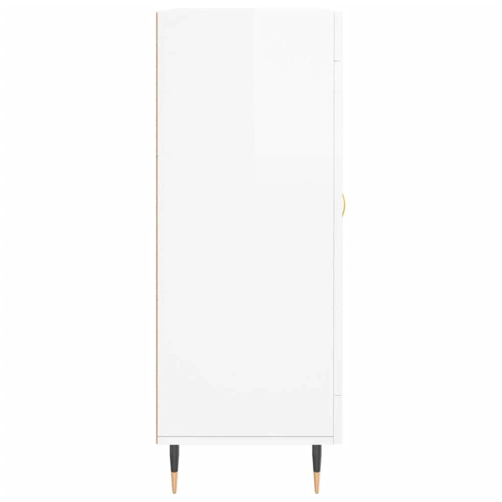 Buffet credenza cassettiera mobiletto mobile contenitore organizer per cucina soggiorno finitura lucida 69,5 x 34 x 90 cm legno ingegnerizzato bianco 02_0030747