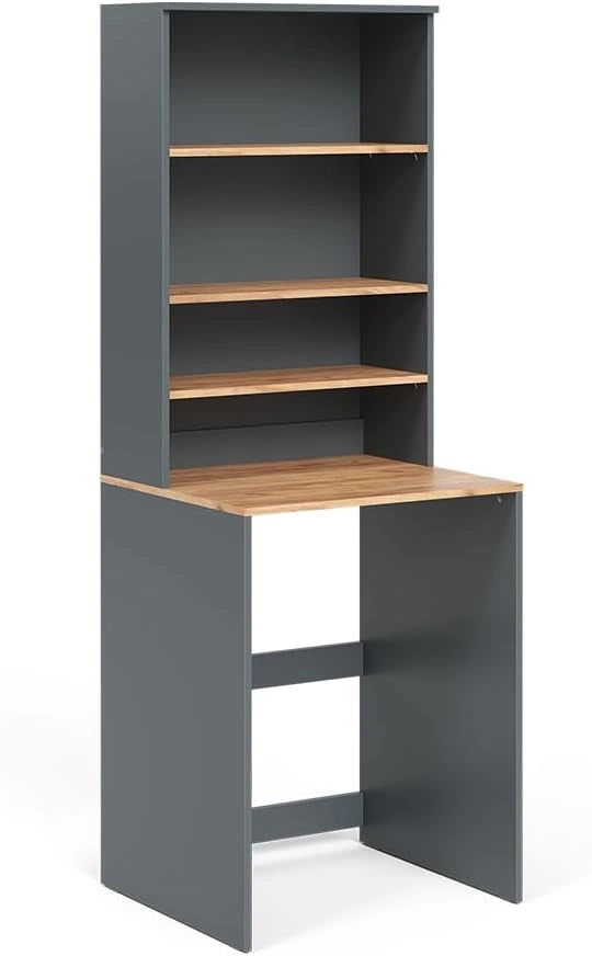 Mobile lavatrice Viktor, Antracite/quercia dorata, 66 x 88.2 cm 2 parti con ripiano, adatto per l'installazione su lavatrici standard