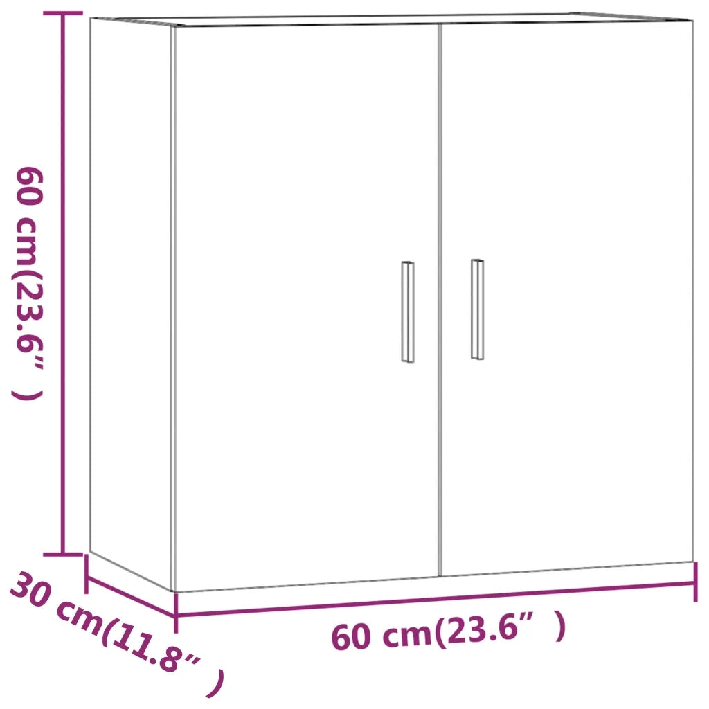Armadietto a Muro Grigio Cemento 60x30x60 cm Legno Multistrato 812892