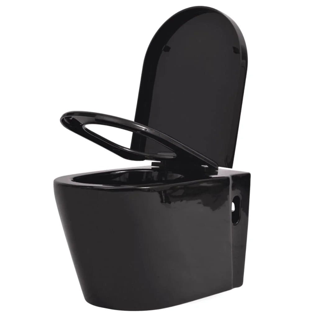 Copriwater bagno in ceramica a parete vaso sospeso nero 02_0003573