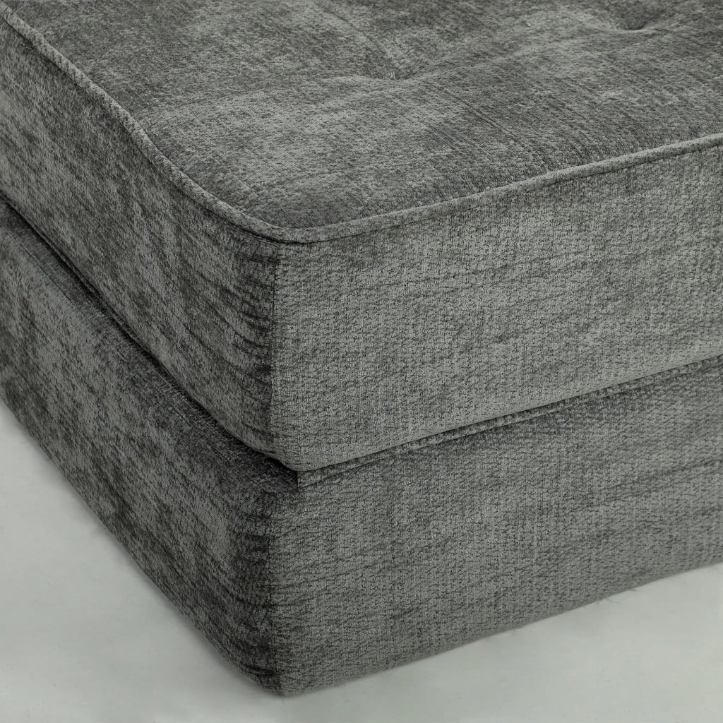 Poltrona letto convertibile 1 posto con cuscino e supporto trapezoidale in chenille grigio 97 × 97 × 70 cm