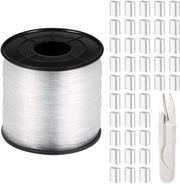Cavo in nylon trasparente 0,6 mm - 200 m - con chiusura a clip in alluminio - con forbici - cavo in nylon trasparente