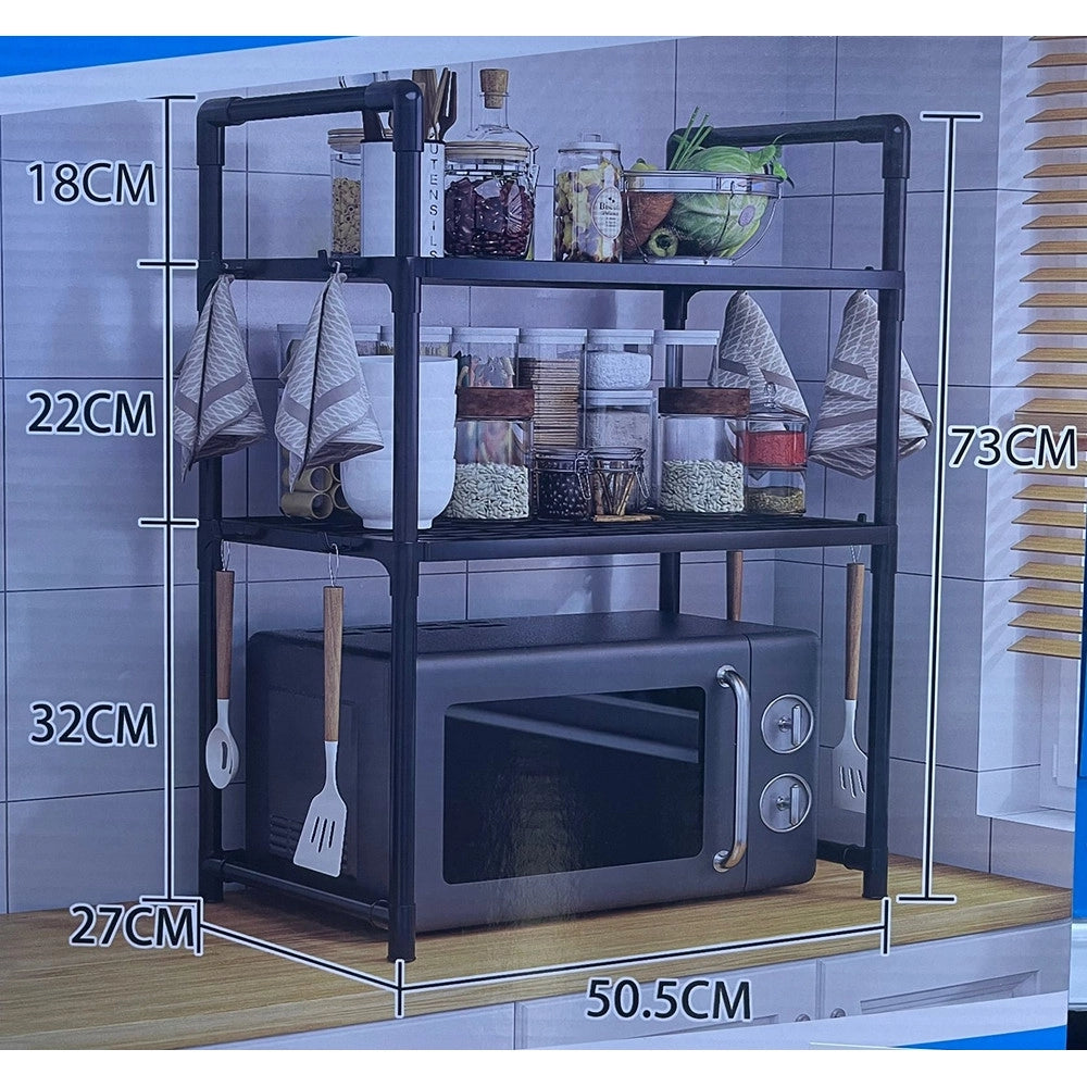 Trade Shop - Scaffale Per Forno Microonde A Livelli Mensola Ripiani Cucina Salvaspazio Con Ganci -